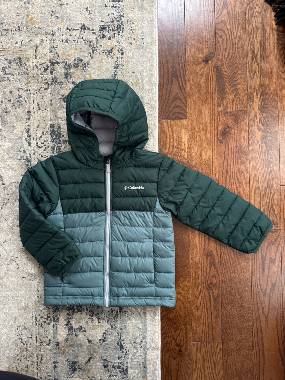 Columbia Kids Two-Tone Green & Teal Hooded Puffer Jacket